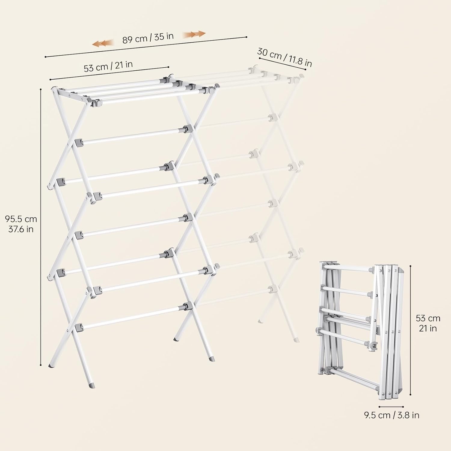 3 Tier Clothes Airer Folding Drying Rack 11 Pole Extendable Indoor Outdoor