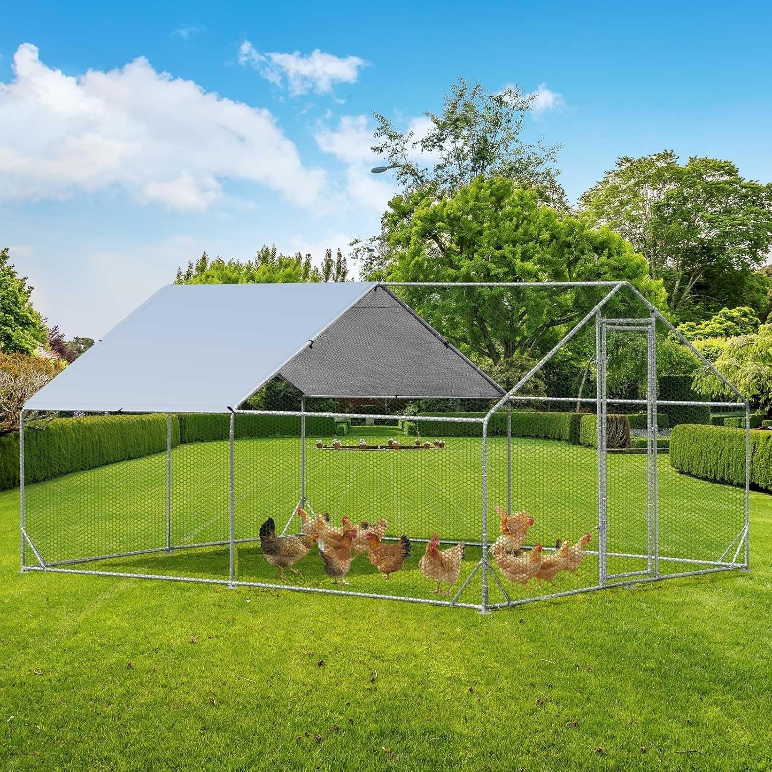 Extra Large Walk In Chicken Coop 3x4m Galvanised Run UV Cover