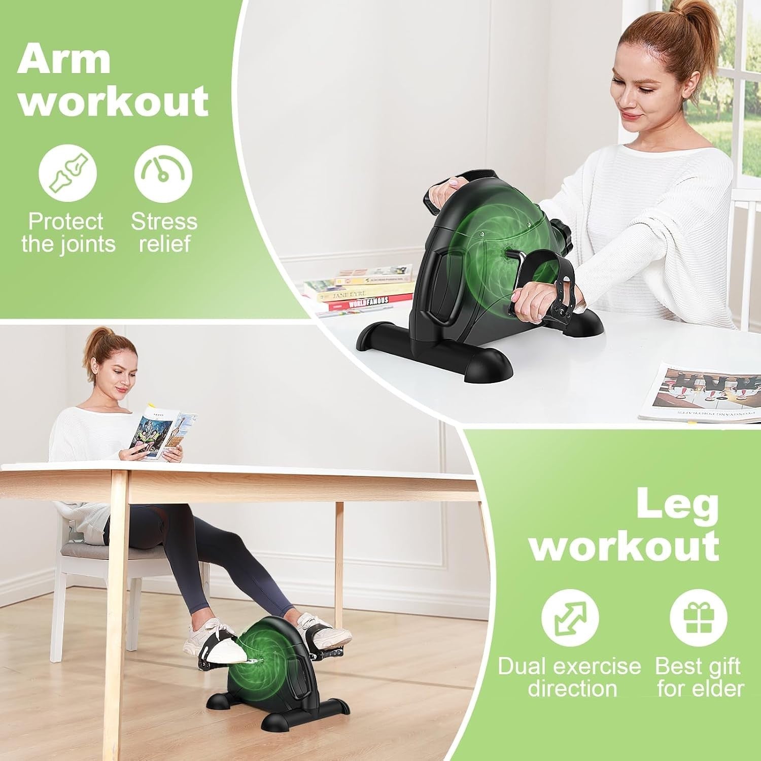 Compact Desk Pedal Trainer Magnetic Resistance LCD Arm Leg