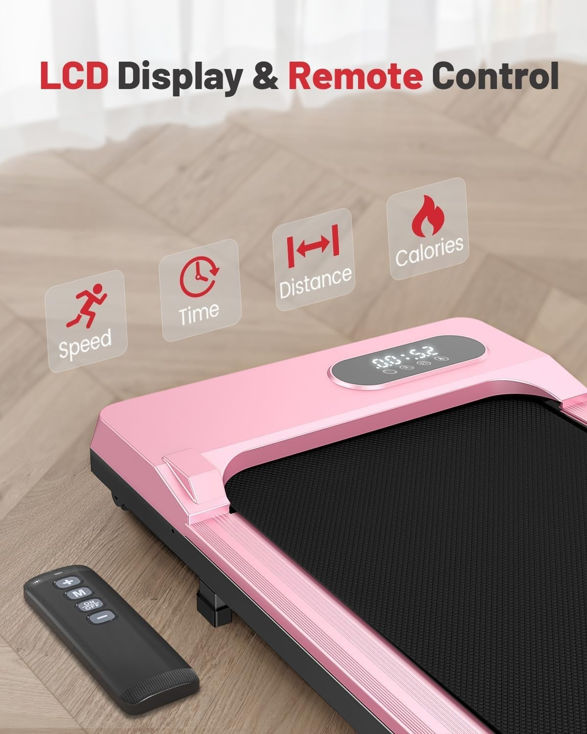 Under Desk Treadmill Walking Pad LED Display Remote 8km/h Compact Home