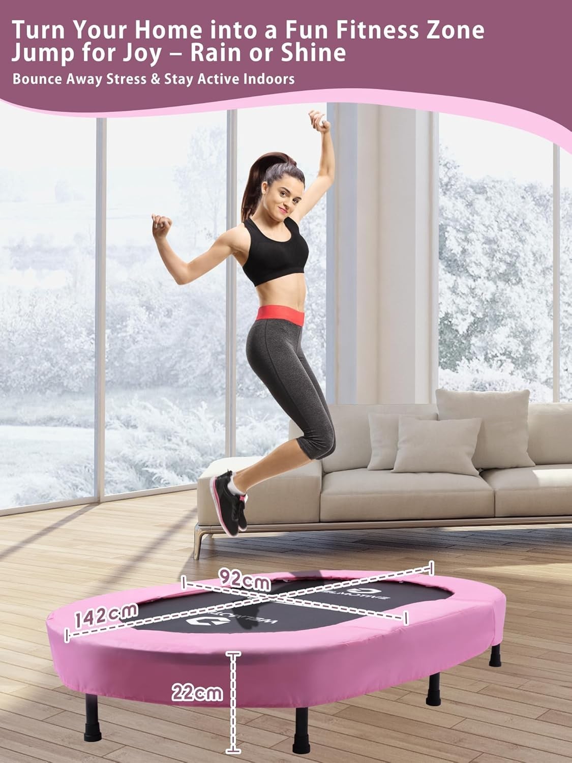 Oval Indoor Trampoline for Two Quiet Rebounder 40 Springs 150KG