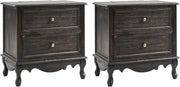 Charcoal Wood 2 Drawer Nightstand – French Country Bedside Table