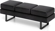 3-Seater Upholstered Reception Bench with Metal Frame, Modern Entryway Seating