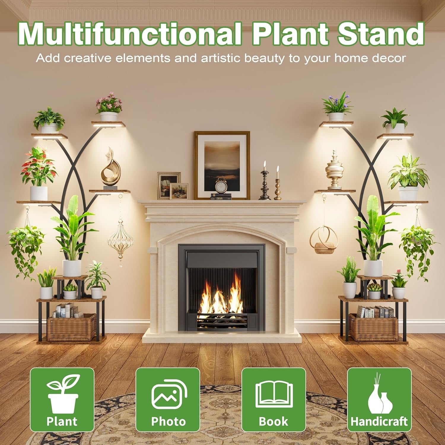 7-Tier Tall Metal Plant Stand with Grow Lights | 167cm Indoor Outdoor Shelf