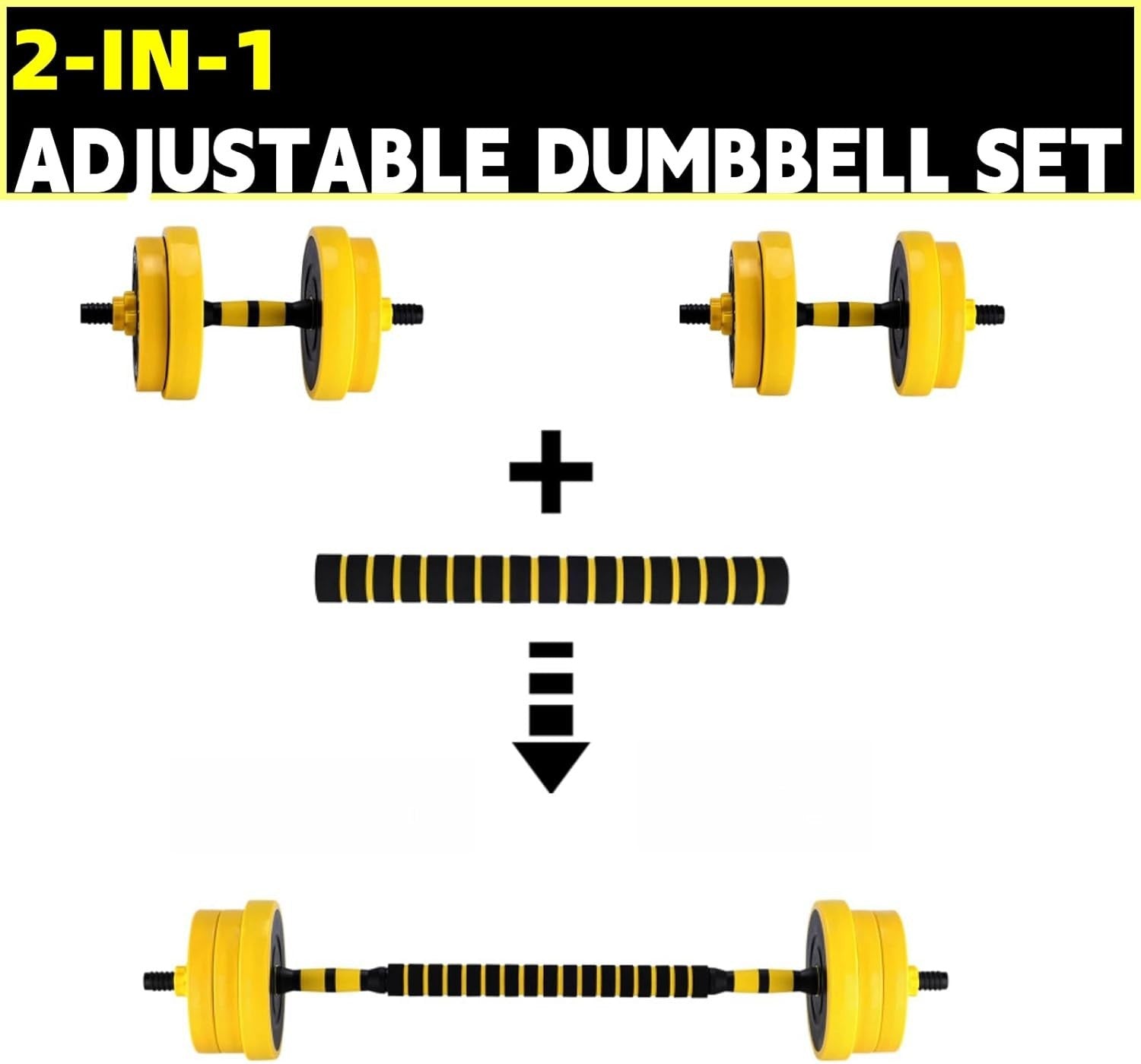33LB 2-in-1 Adjustable Dumbbell & Barbell Set Foam Grip Home Gym