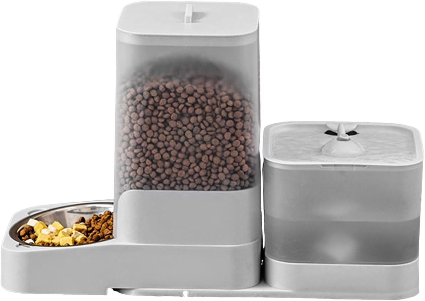 2 in 1 Automatic Cat Feeder Water Fountain 3L Food 2L Tank Grey