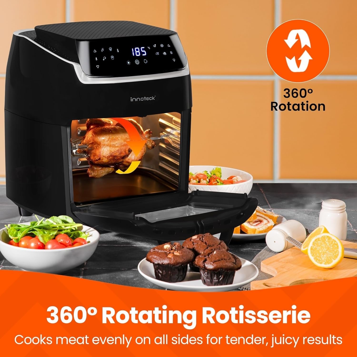 12L Digital Air Fryer Oven with Rotisserie | 8 Presets | Large Family Size