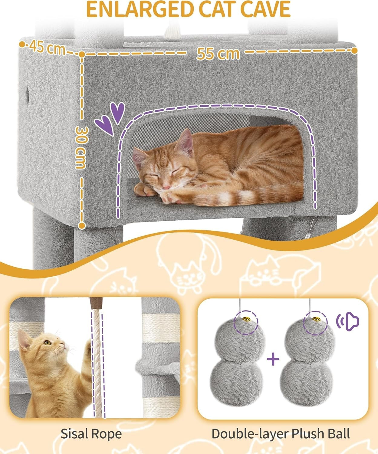 Large Cat Tree 176cm Multi-Level Tower with Condos Hammock Posts