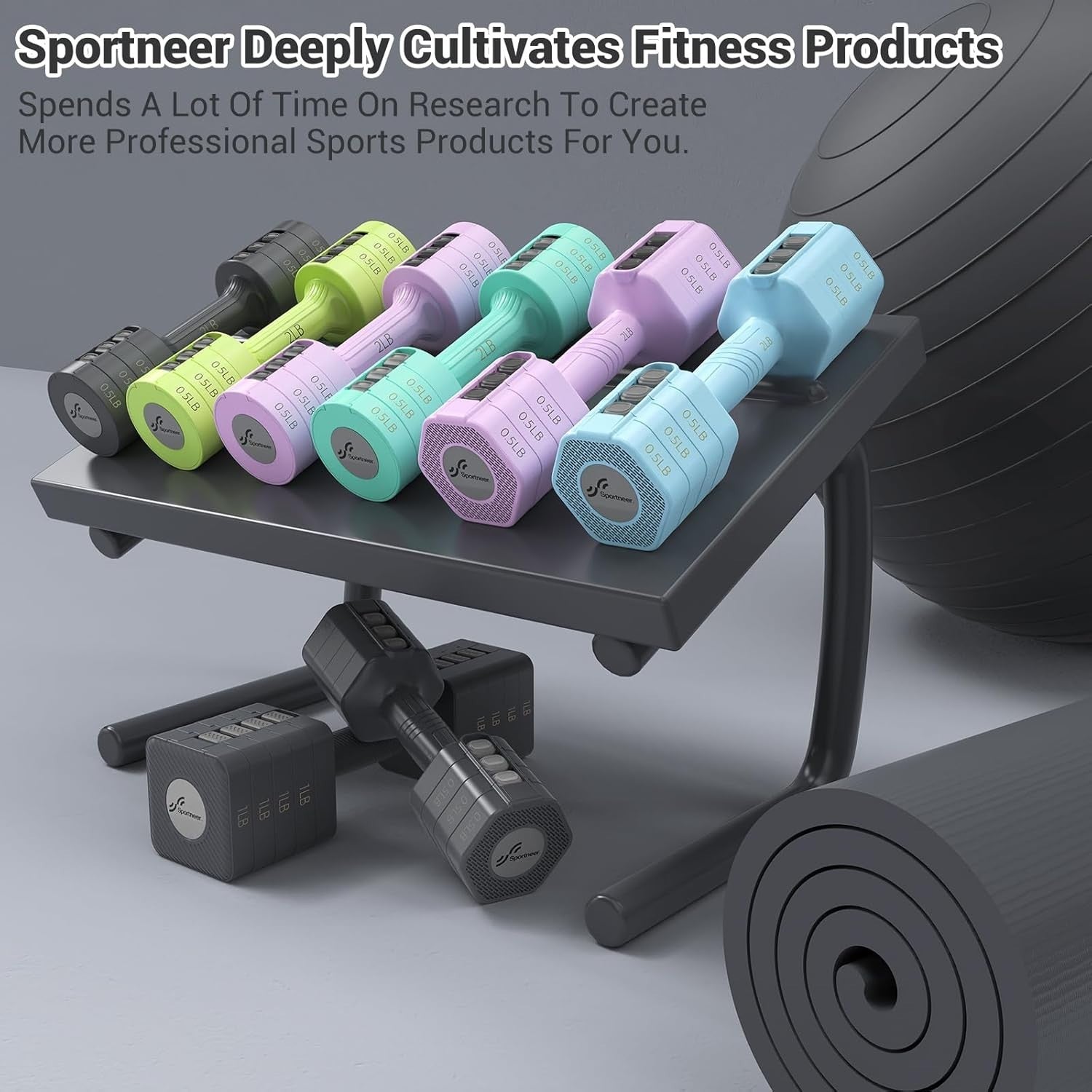 5-in-1 Adjustable Dumbbell Set Pair Up to 10kg Quick Change Home Gym Weights