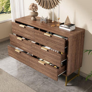 120cm Walnut Sideboard Chest with 6 Drawers for Hallway or Bedroom