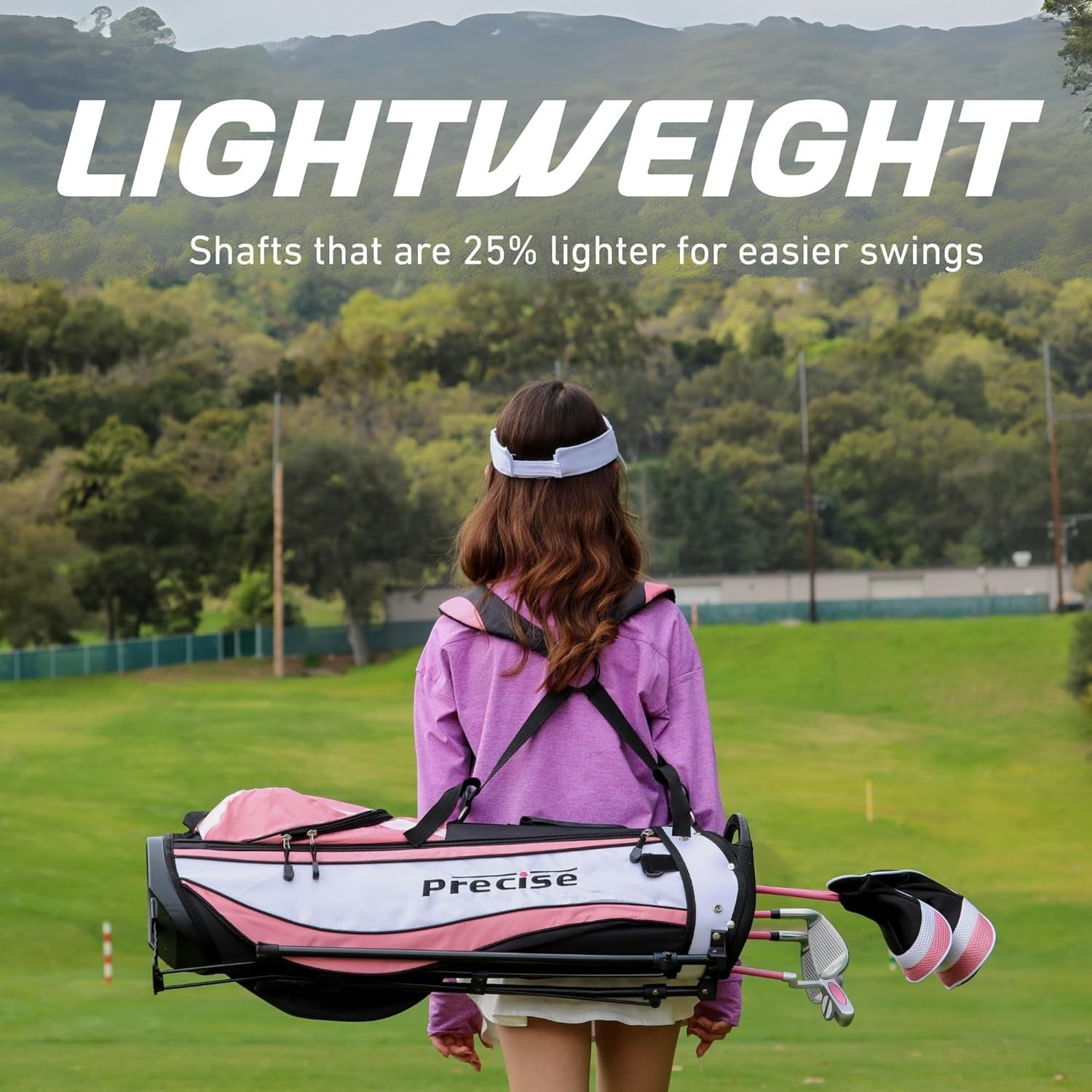 Kids Junior Golf Club Set Ages 6–8 Right Hand Graphite Stand Bag Pink