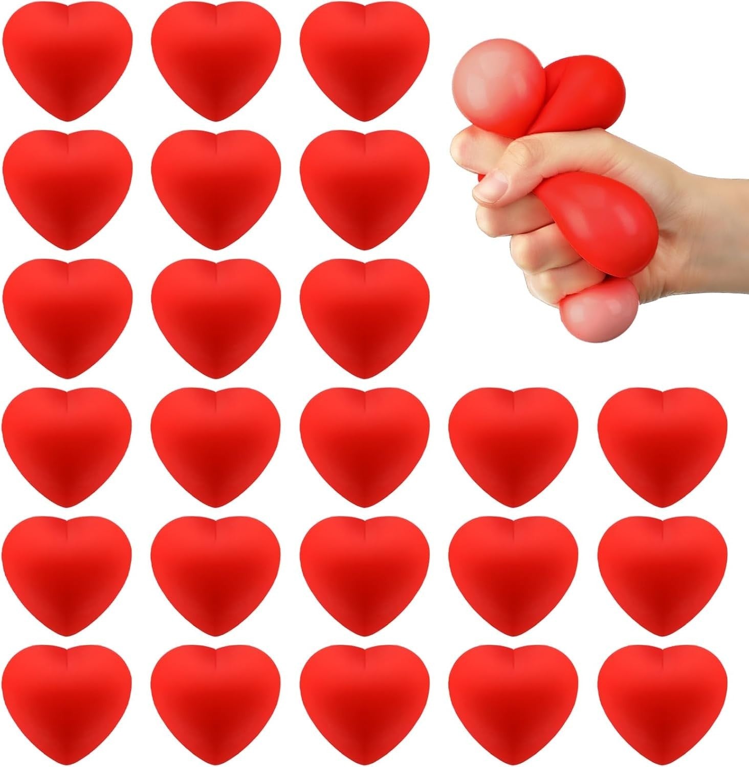 36 Pack Mini Red Heart Stress Balls Valentine Fidget Toys Party Favors