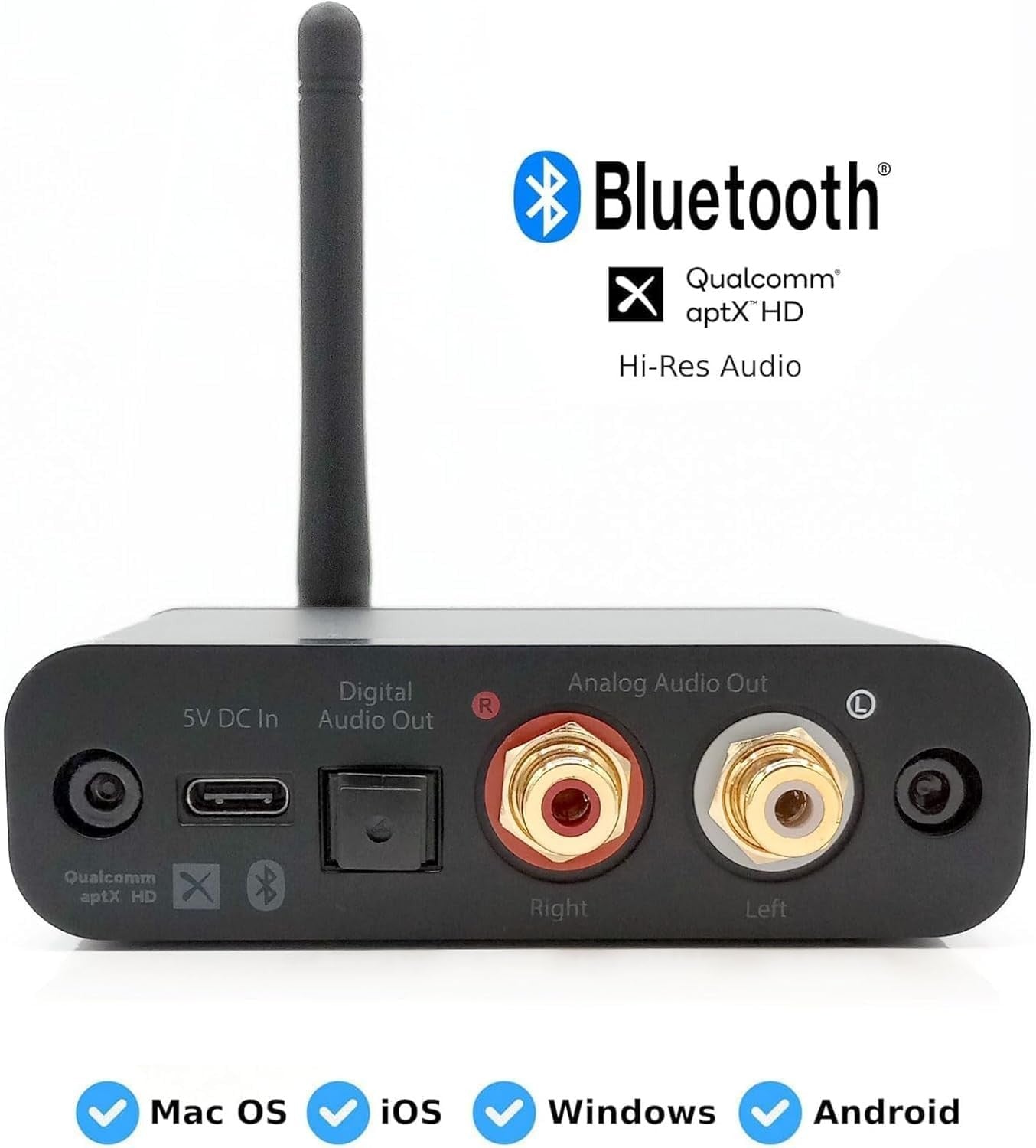 Bluetooth 32Bit DAC Audio Receiver HiFi Optical RCA Adapter