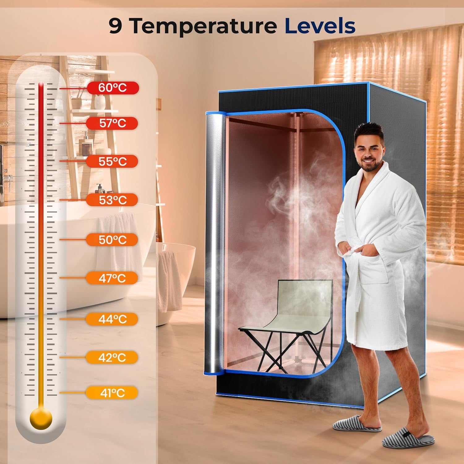 Portable Steam Sauna Tent – Infrared Home Sauna with Timer, Remote & Chair