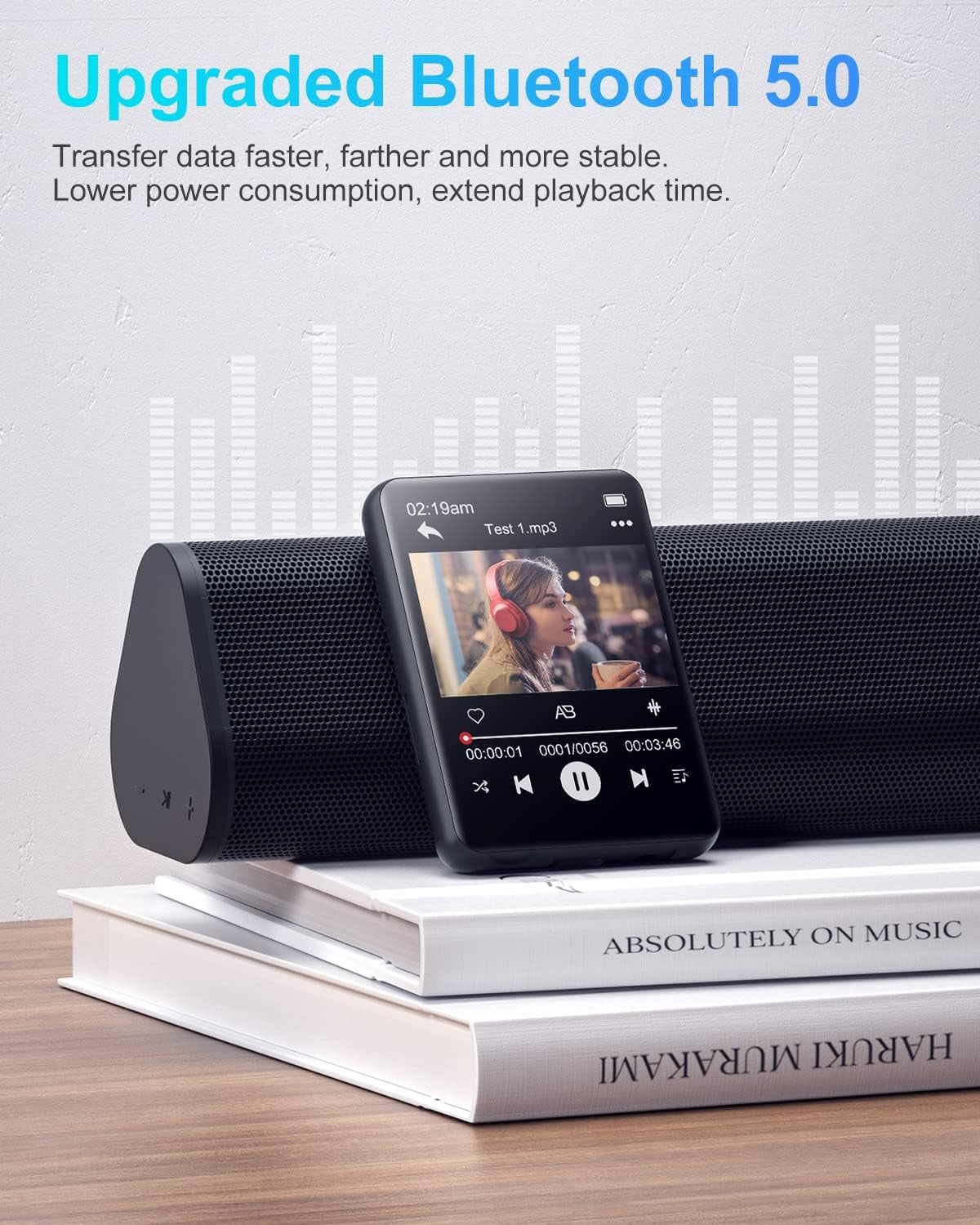 Bluetooth 5.0 32GB 2.4″ MP3 Player with FM Radio, Recorder & Expandable