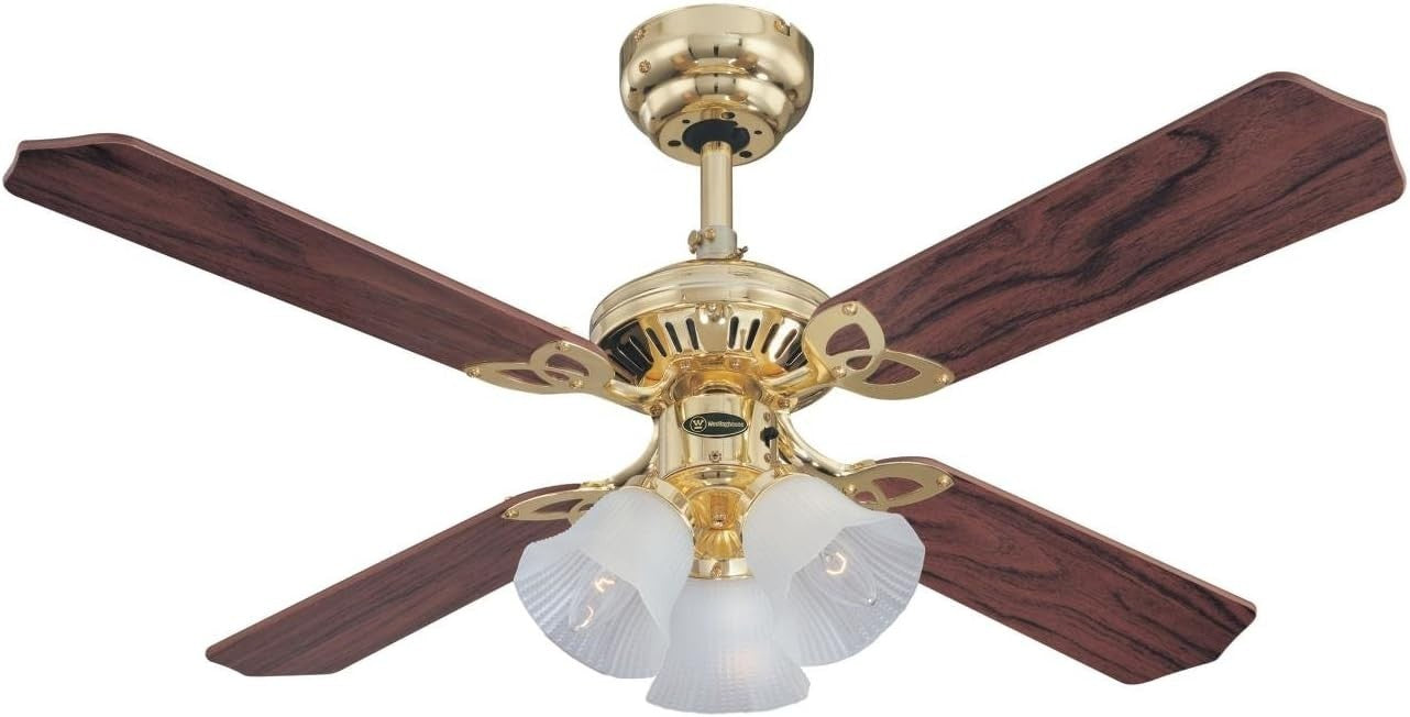 Westinghouse 105cm Princess Trio Ceiling Fan with Light, Oak/Rattan Blades