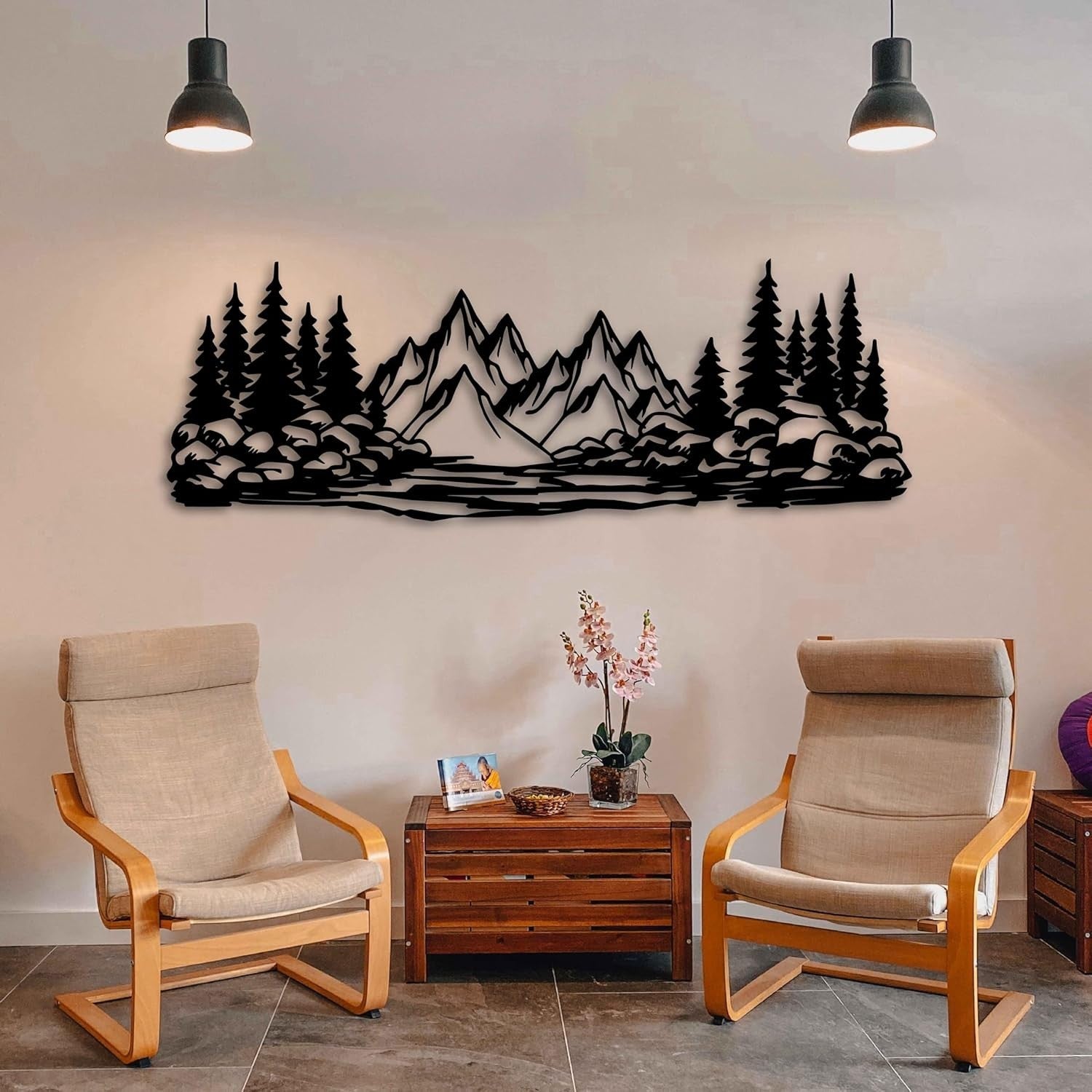 Mountain Forest Metal Wall Art Farmhouse Pine Tree Wall Decor