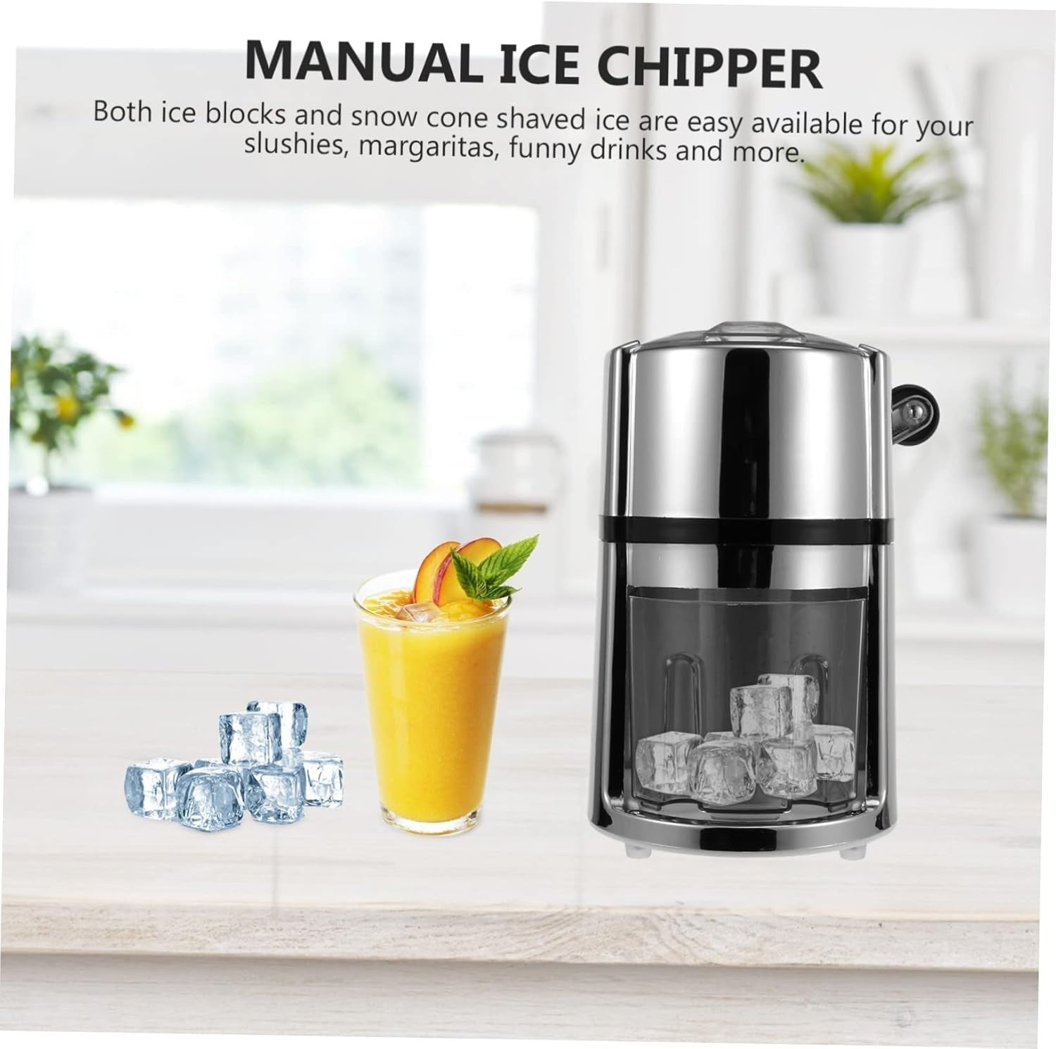 Manual Ice Shaver Snow Cone Maker Slush Crusher Portable Stainless Steel