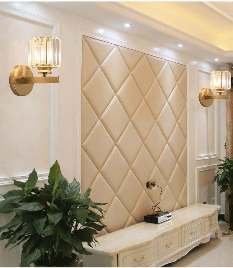 Cordless Gold Glass Wall Sconces Set of 2, Remote Dimmable Battery Lights