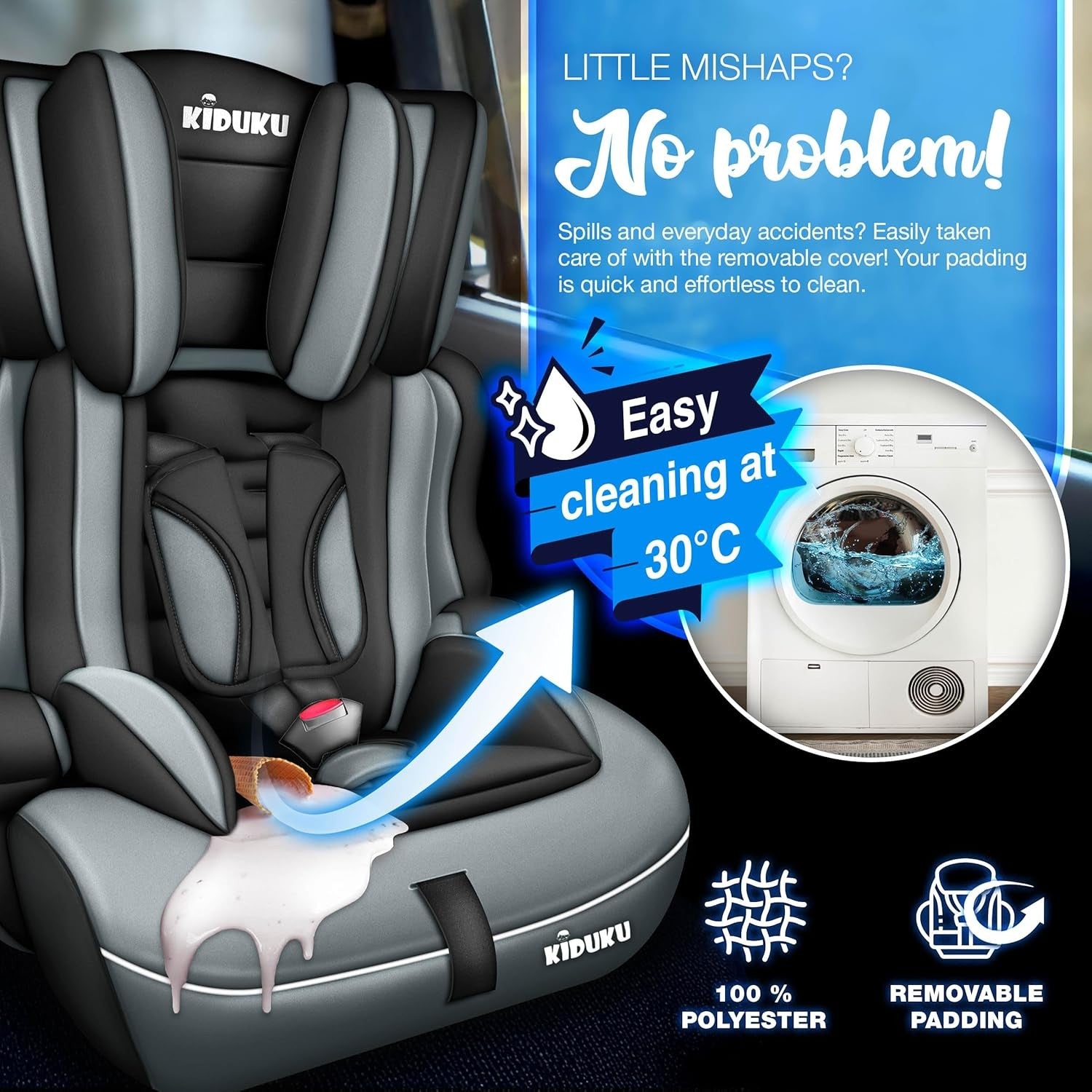 3-in-1 Child Car Seat Booster 9–36kg Group 1/2/3 Safety Approved
