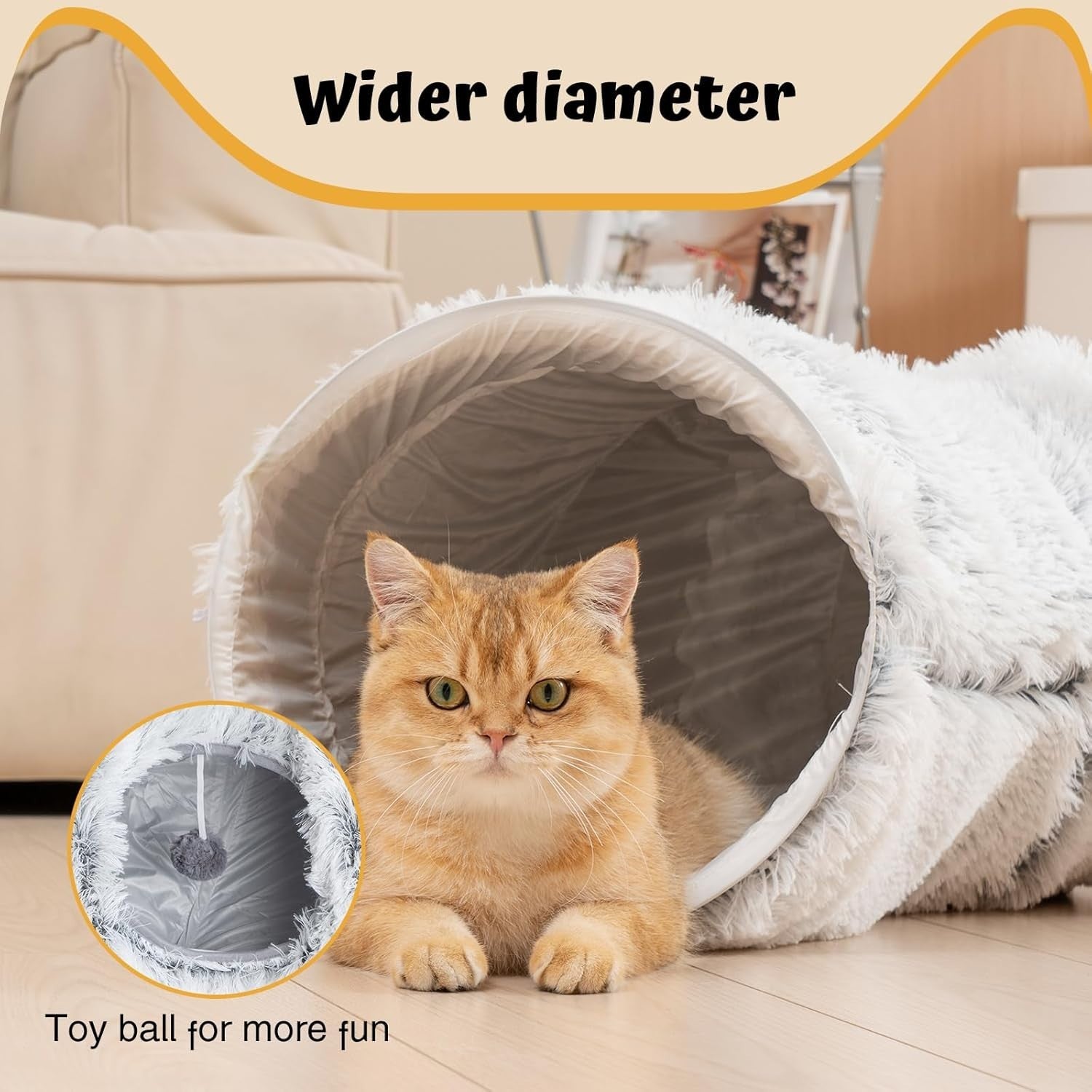 Cat Tunnel Bed Donut Play Tunnel Large Circle w Central Mat Grey