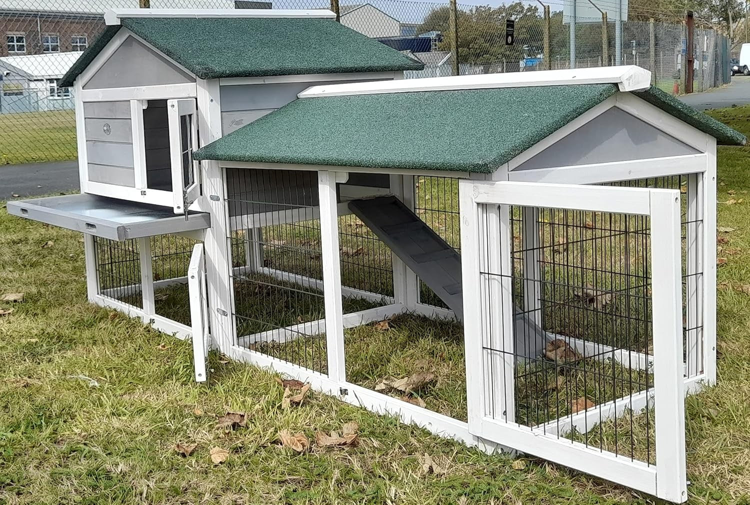 XXL Rabbit Hutch Outdoor with Run 2 Tier Rain Cover Night Shelter