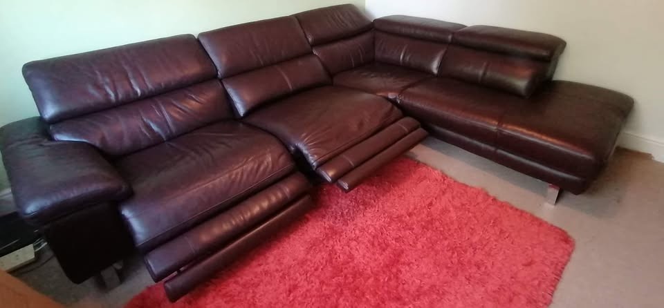 Luxe LHF Brown Leather L-Shape Corner Sofa (PTP)