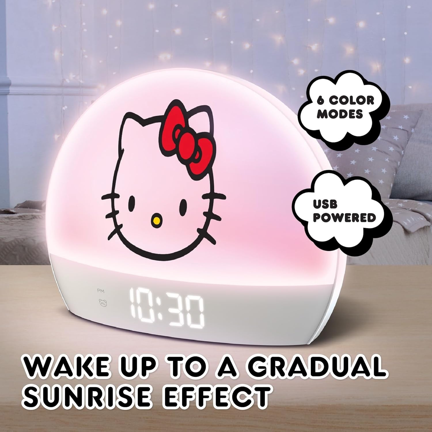 Sunrise Alarm Clock Kids Multicolor Night Light USB LED Snooze White