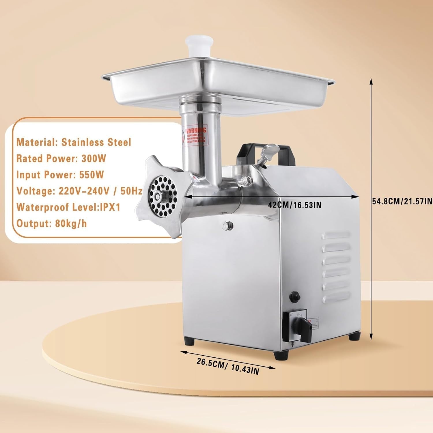 735W Commercial Meat Grinder Sausage Maker 150kg h Stainless Steel