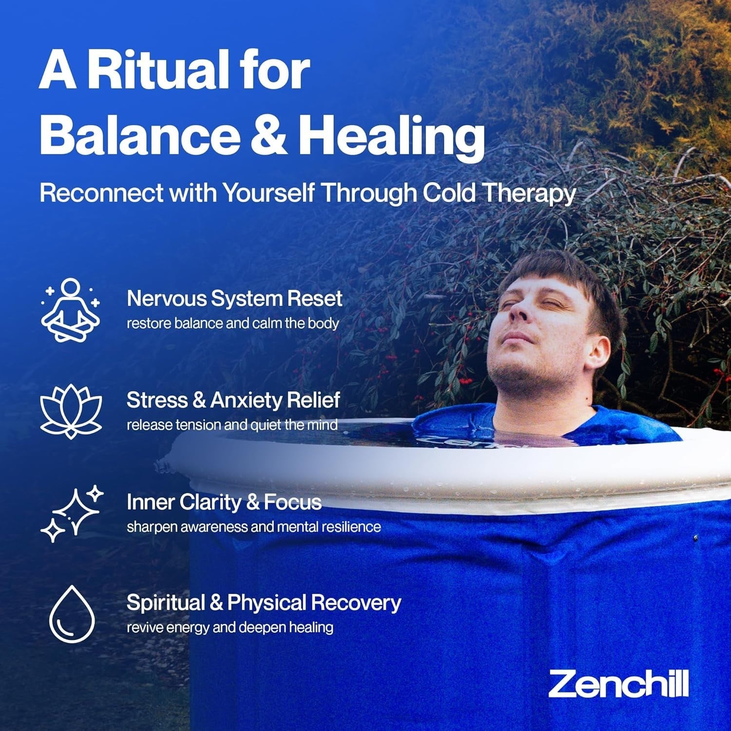 370L Portable Ice Bath Tub Cold Plunge for Adults Blue Outdoor Therapy