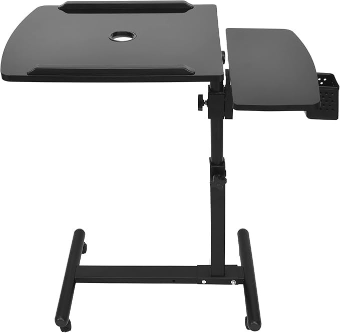 Overbed Laptop Table Adjustable Tilt Rolling Desk with Wheels Bed Sofa