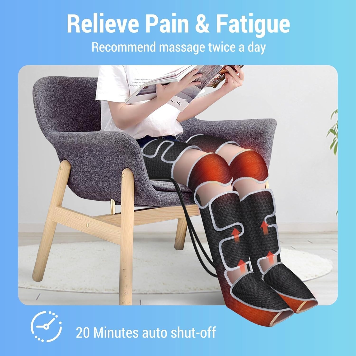 Leg Foot Calf Massager with Heat Air Compression Wraps Pain Relief