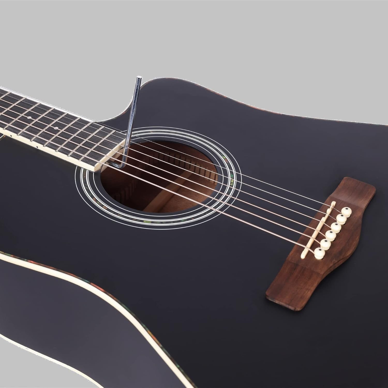 Full Size 4/4 Cutaway Acoustic Guitar Kit 41in Black Steel String