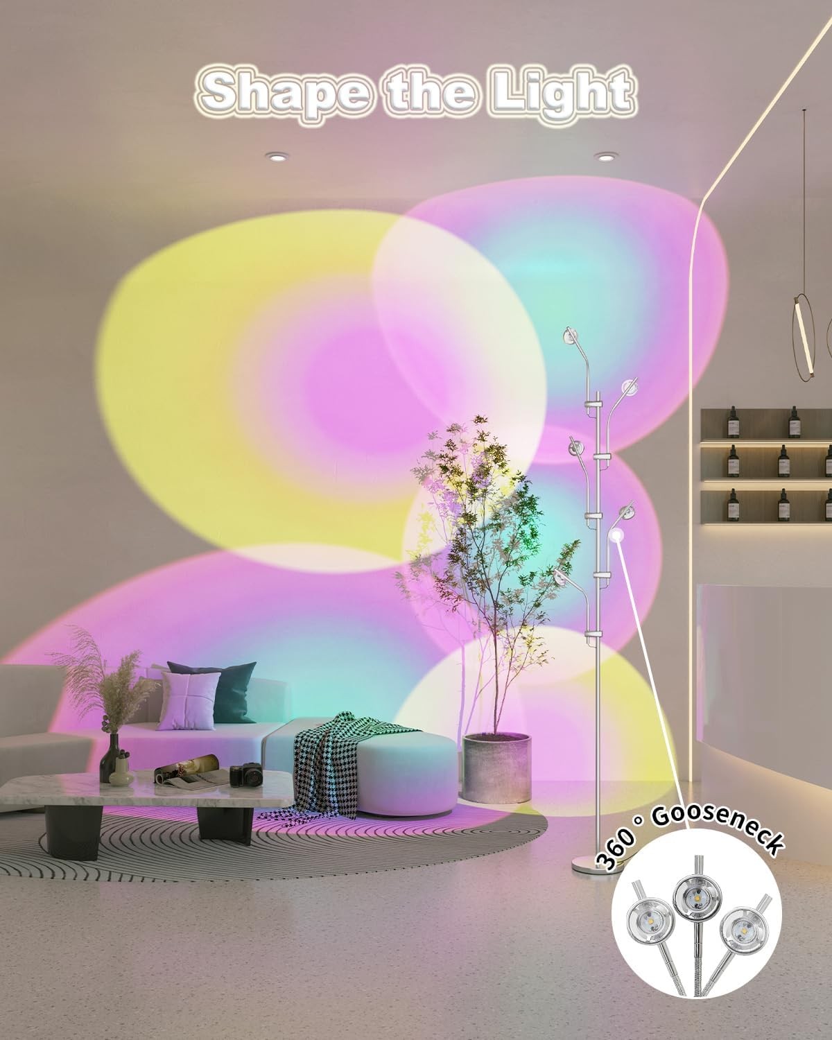 RGB Halo Projector Floor Lamp Multi Head Ambient LED Mood Light