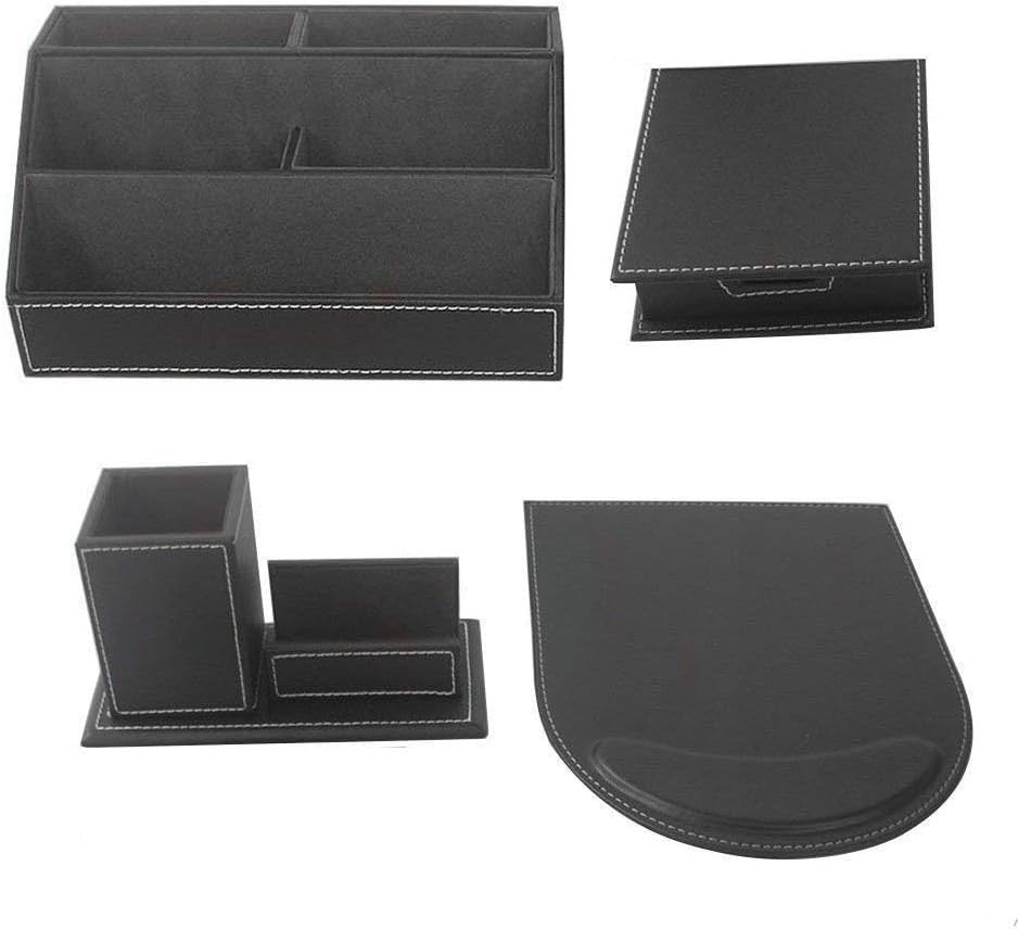 4-Piece PU Leather Desk Organizer Set with Mousepad & Pen Holder