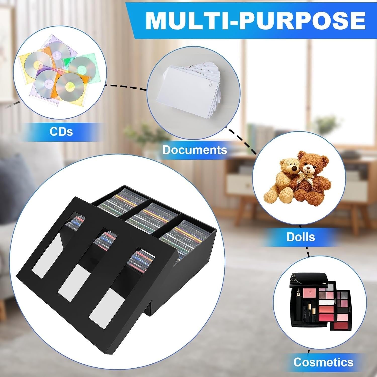 5 Pack CD Storage Boxes Cardboard Organizer Holds 450 CDs Stackable Lid