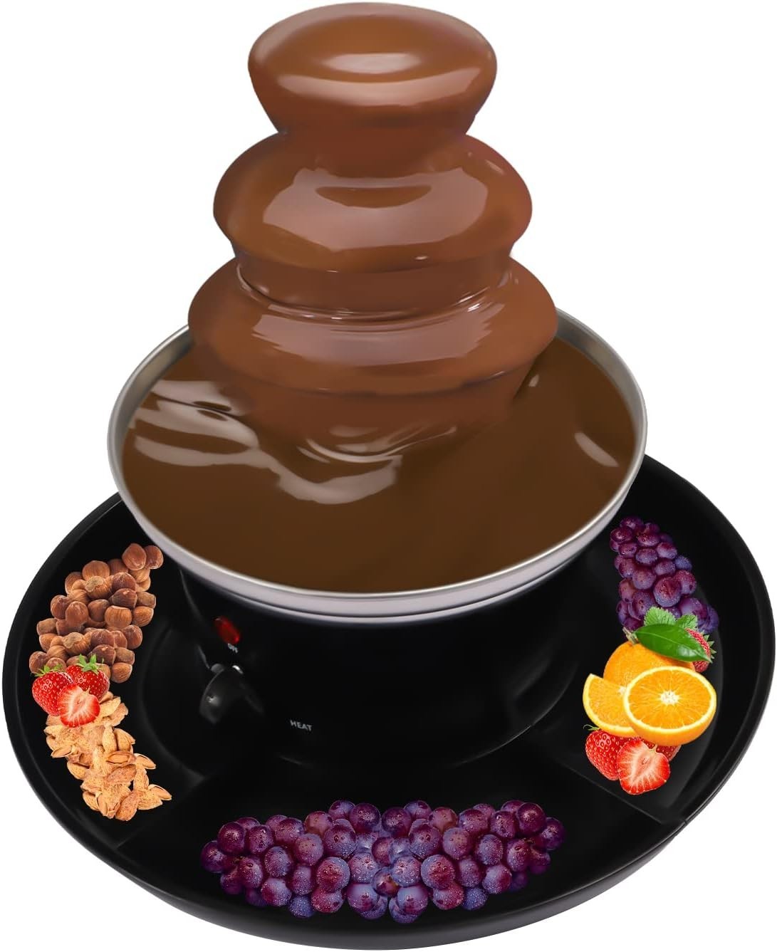 Electric Chocolate Fountain 3 Tier Fondue Set Fruit Tray Forks 40W