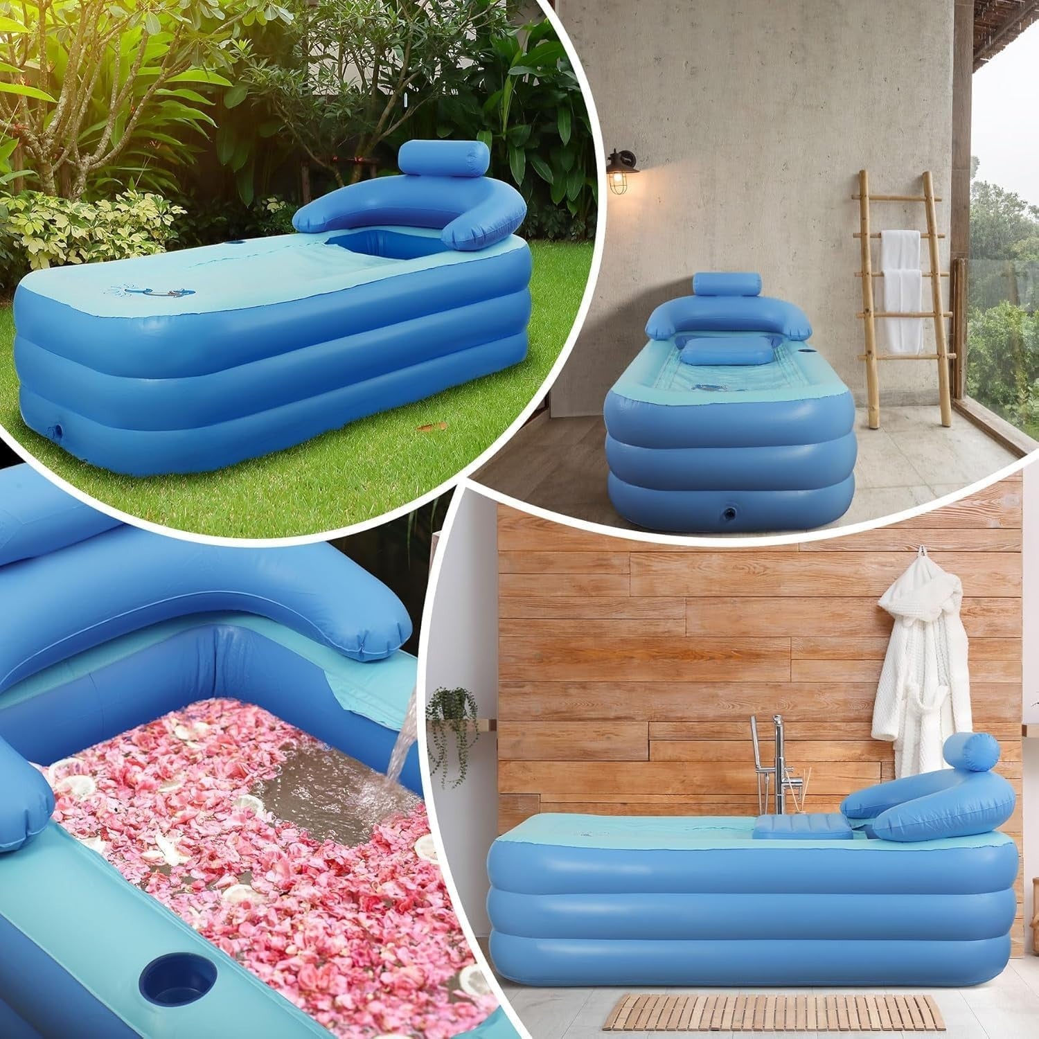 Inflatable Adult Bath Tub Foldable Portable Soaking Tub with Electric Pump 160cm