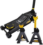 3 Ton Low Profile Trolley Jack + 3 Ton Axle Stands Set 75–505mm Heavy Duty