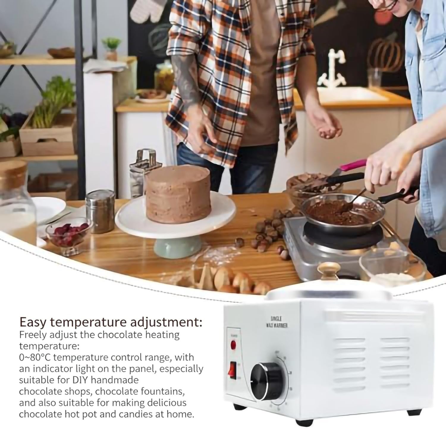 Electric Chocolate Melting Machine 600ml Fondue Pot Temperature Control