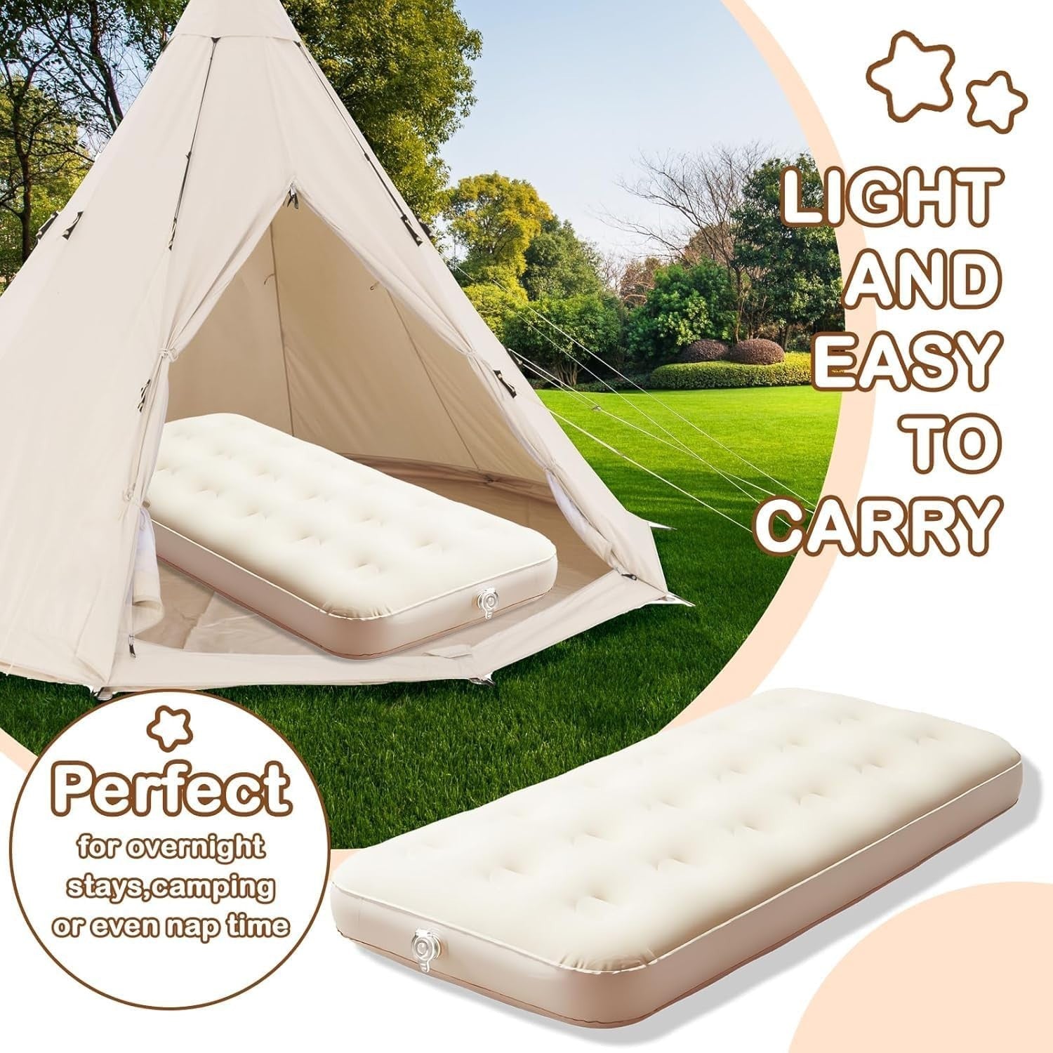 2-Pack Kids Airbed 140×70CM Inflatable Mattress w/ Electric Pump