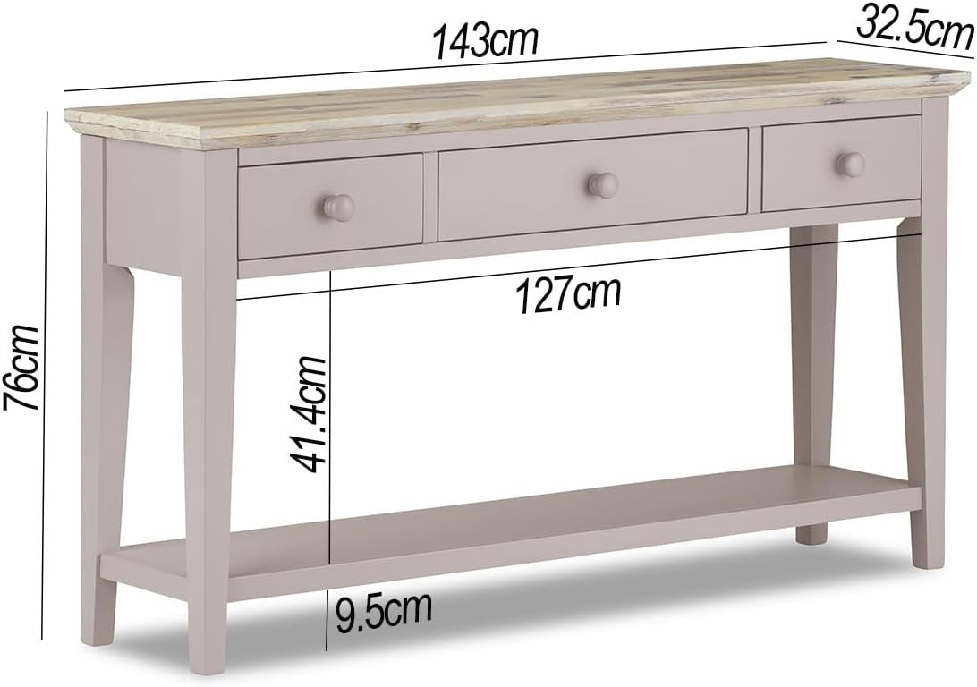 Console Table 3 Drawer Hallway Organizer with Bottom Shelf & Tapered Legs