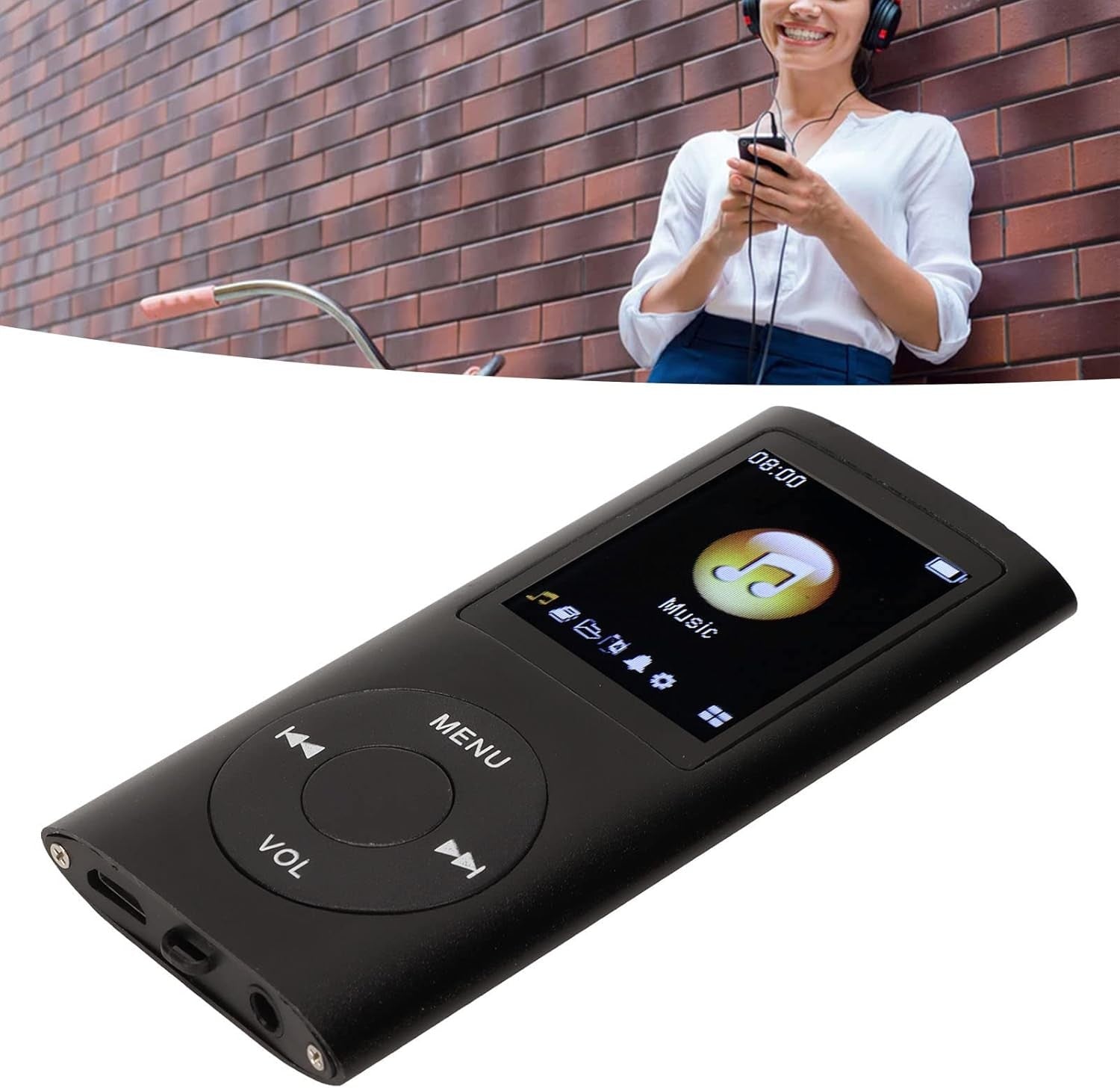 Portable Slim MP3 Player 1.8" LCD Lossless Music Player 64GB Black