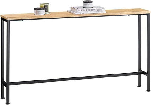 Slim Console Table 120x20x65cm Adjustable Feet MDF Wood Metal Frame