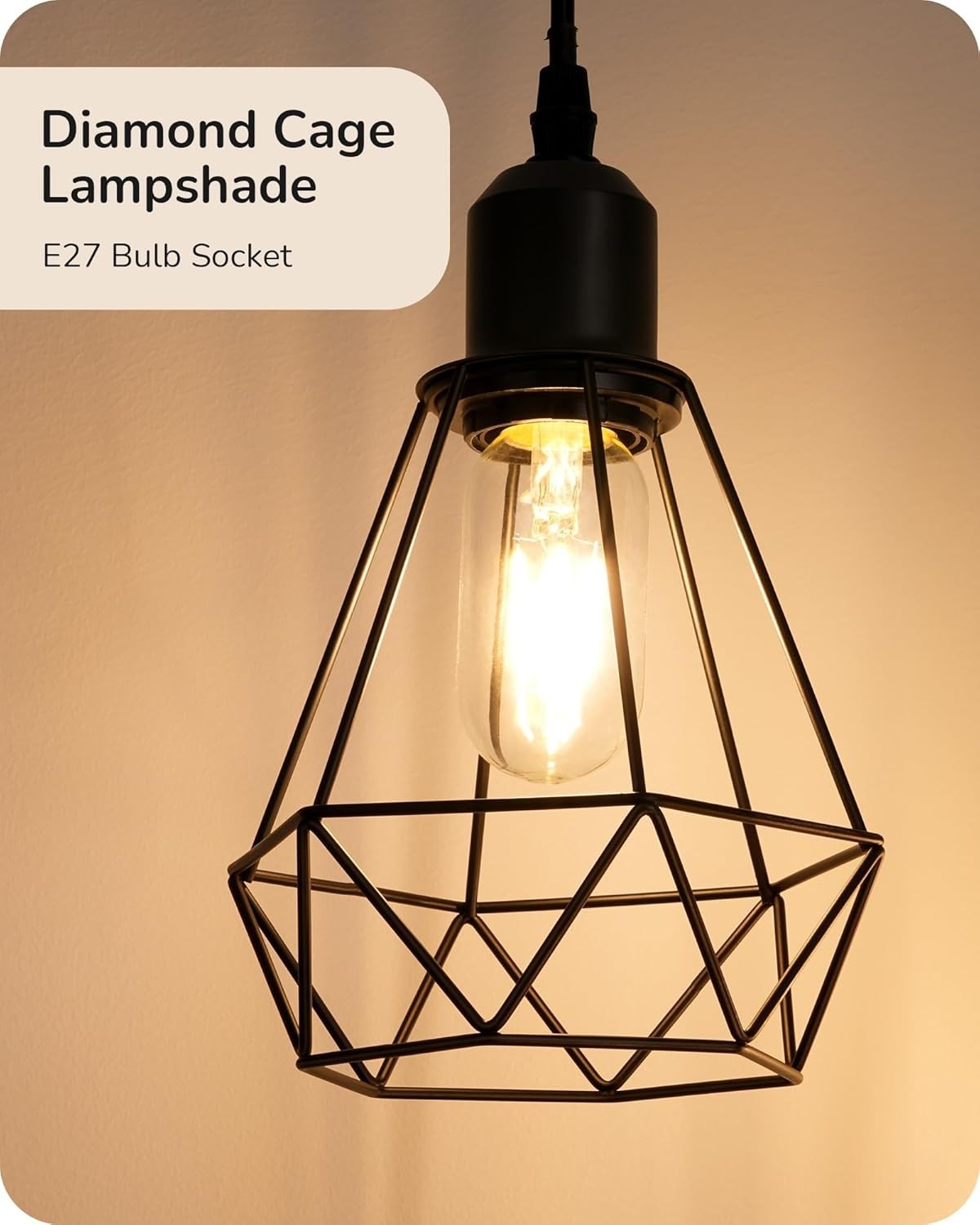 Dimmable Industrial Floor Lamp with 3 LED Bulbs & Diamond Cage Shades