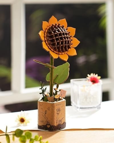 3D Wooden Sunflower Puzzle Kit – DIY Craft, Unique Home Decor Gift