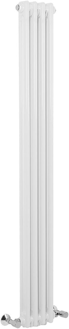 White Double Column Vertical Radiator 1500x290mm Bathroom Kitchen