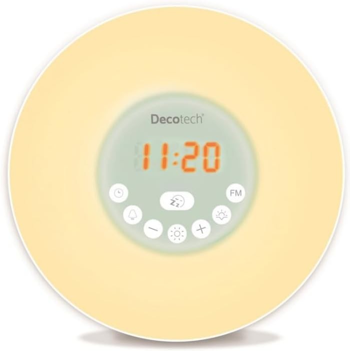 Yellow Sunrise Alarm Clock Wake Up Light FM Radio Night Lamp Snooze