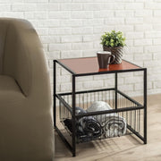 Square Side Table 51x51x51 cm | Nightstand & End Table w/ Shelf