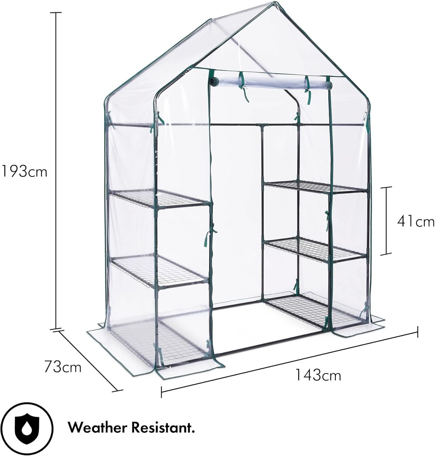 Walk-In Greenhouse with 6 Shelves | Weatherproof PVC Cover | Steel Frame